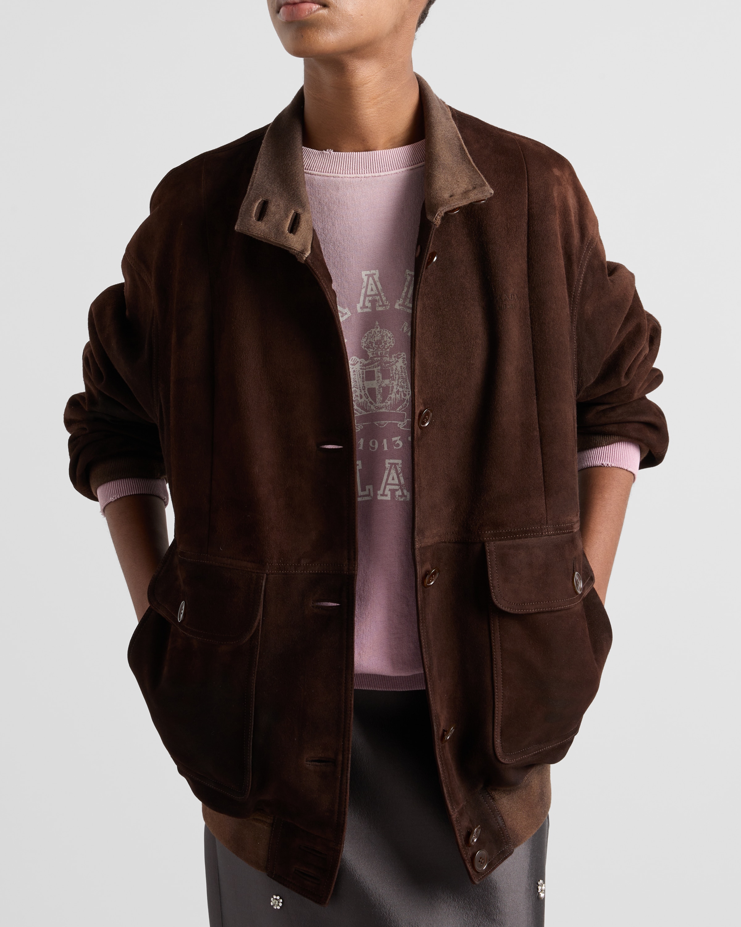 Prada Cotton Crew-neck Sweatshirt In Mauve