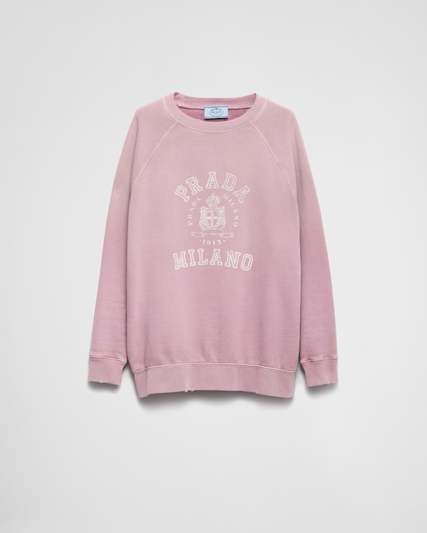 Natural Oversized cotton sweatshirt | PRADA