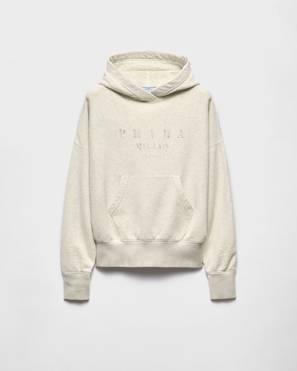【PRADA】コットン テリー パーカ フーディ スウェット ロング Grey Long-sleeved cotton sweatshirt | PRADA
