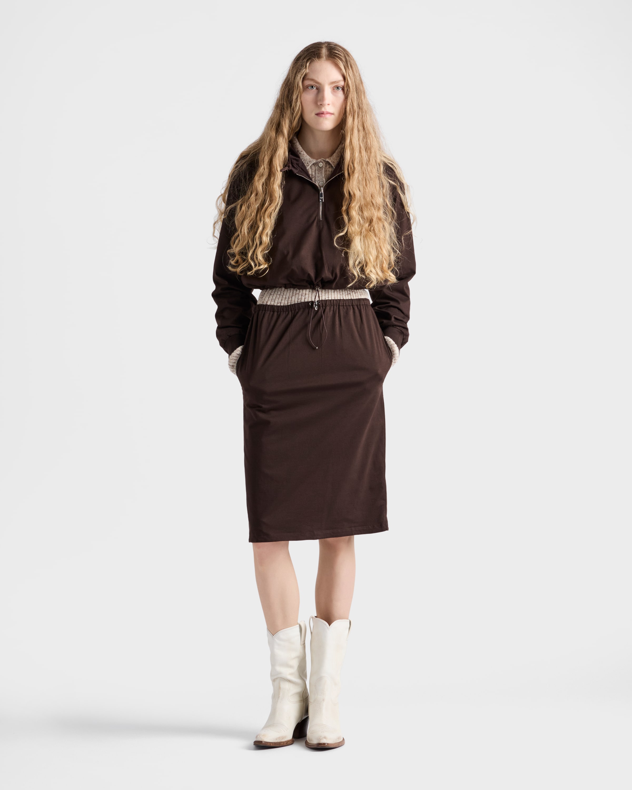 ワンピース PRADA CREAM STRETCH COTTON SWEATSHIRT DRESS 1ca3dbc544ec11f2d9052325db5a8f