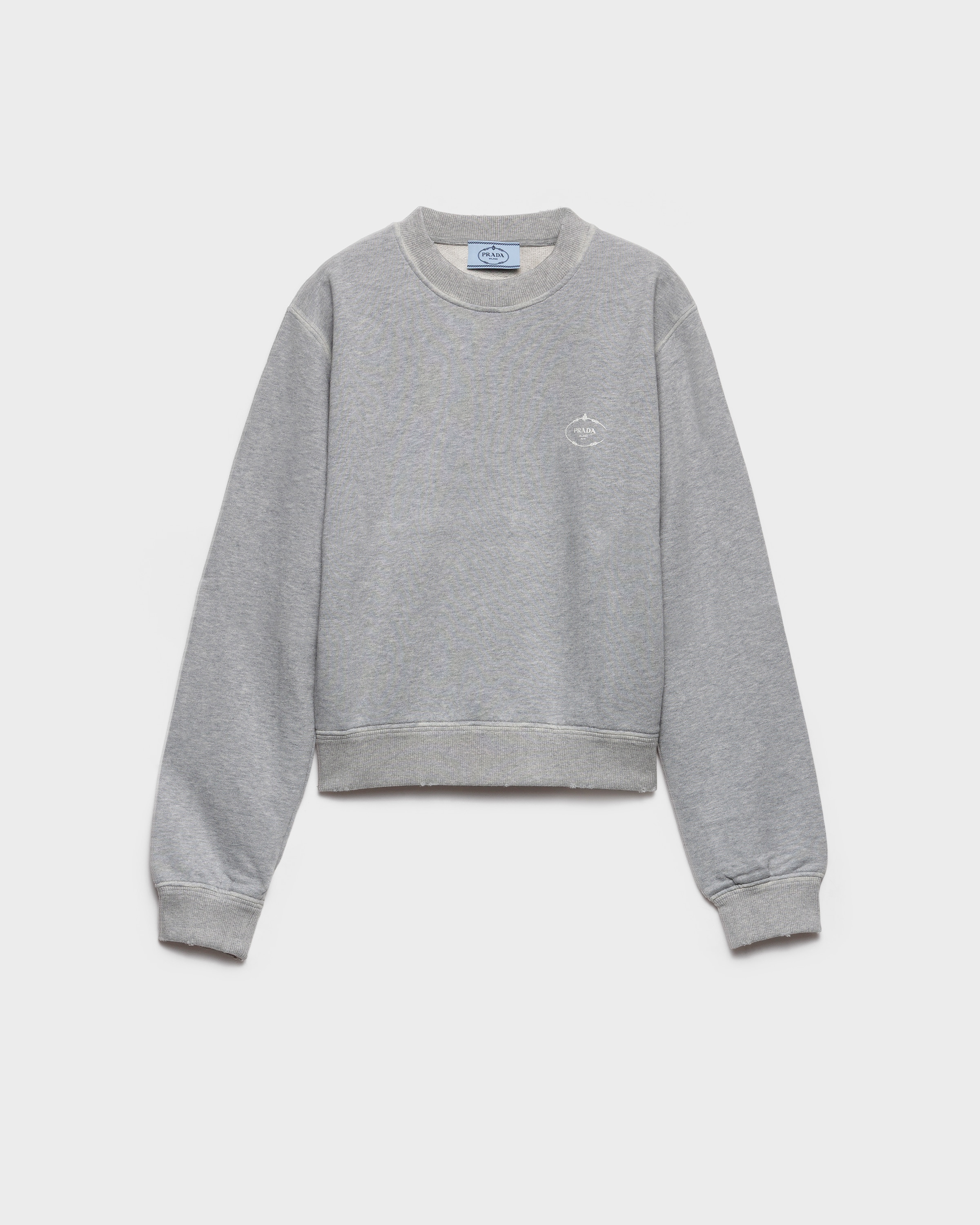 Prada Cotton Crew-neck Sweatshirt In Gray