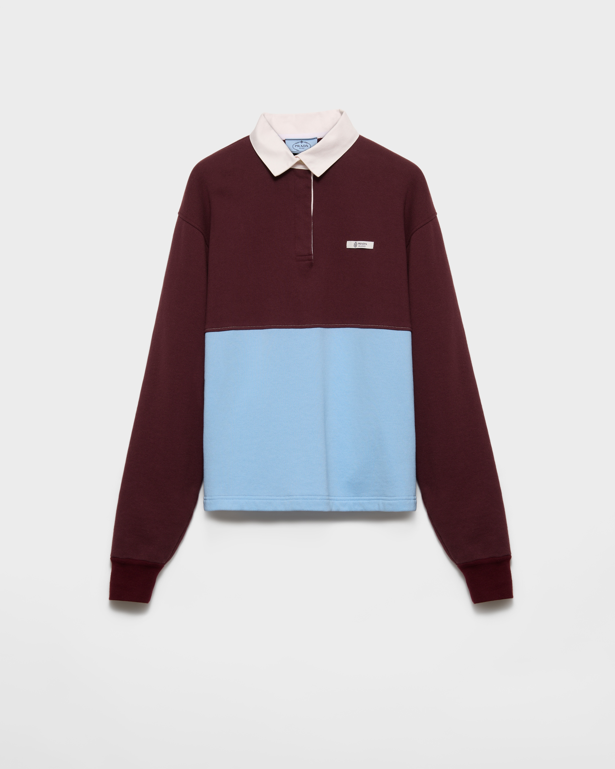 ボルドー／ライトブルー／デザートベージュ 長袖 コットンフリース