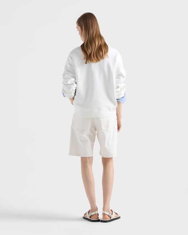 Crew-neck cotton sweatshirt - White Crew-neck cotton sweatshirt - White