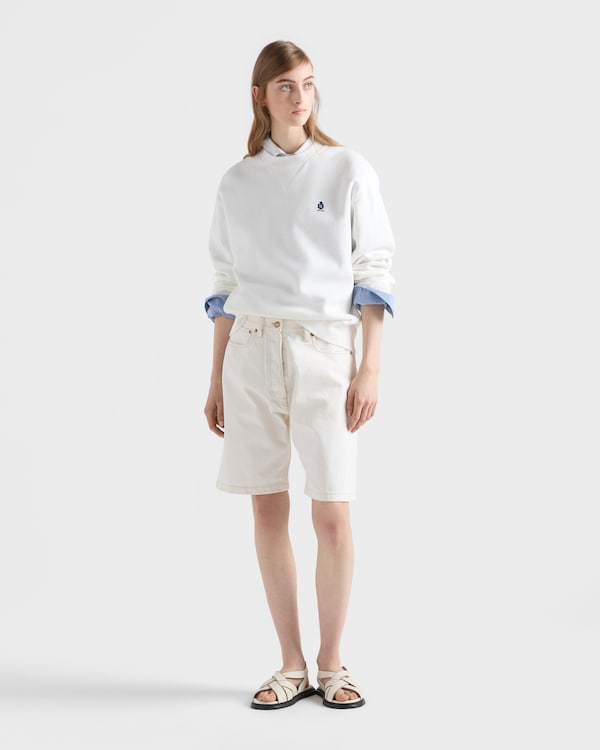 Crew-neck cotton sweatshirt - White Crew-neck cotton sweatshirt - White