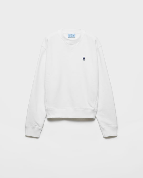 Crew-neck cotton sweatshirt - White Crew-neck cotton sweatshirt - White