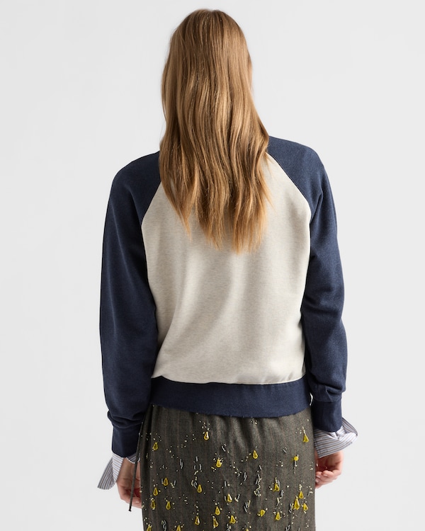 Cotton crew-neck sweatshirt - 自然色/海軍藍 Cotton crew-neck sweatshirt - 自然色/海軍藍