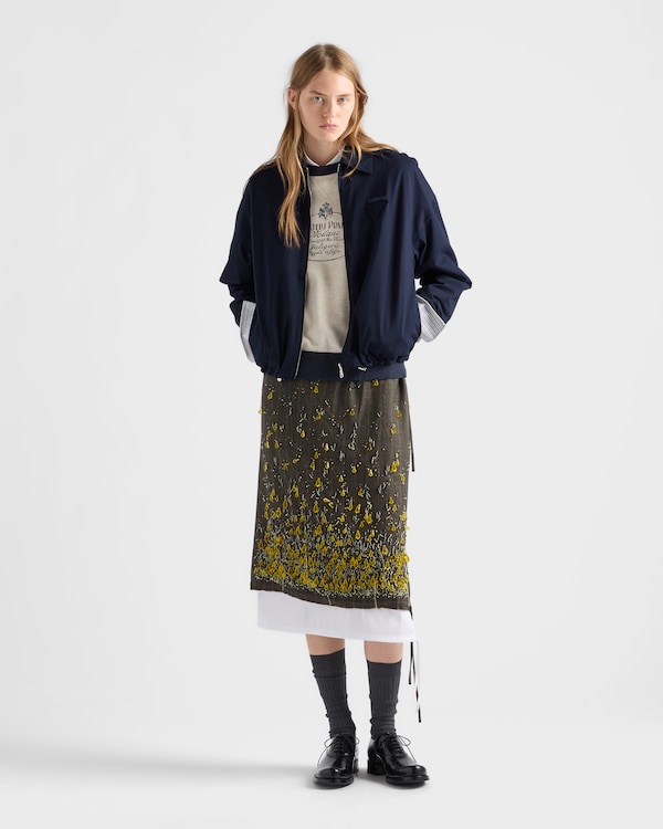 Cotton crew-neck sweatshirt - 自然色/海軍藍 Cotton crew-neck sweatshirt - 自然色/海軍藍
