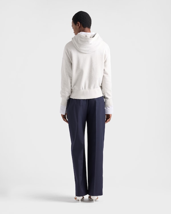 Sudadera con capucha de felpa de algodón con broche joya - Gris Marmóreo Sudadera con capucha de felpa de algodón con broche joya - Gris Marmóreo