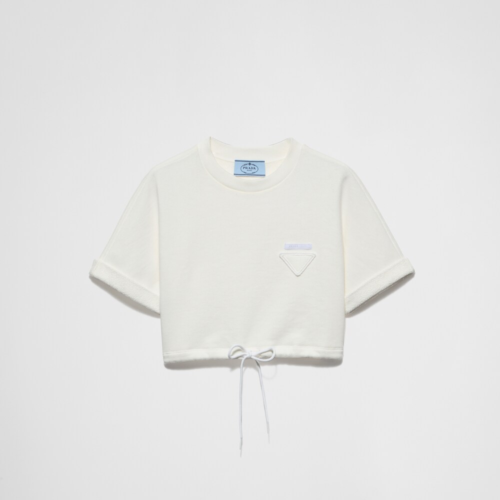 Prada T-shirt cropped in felpa 1