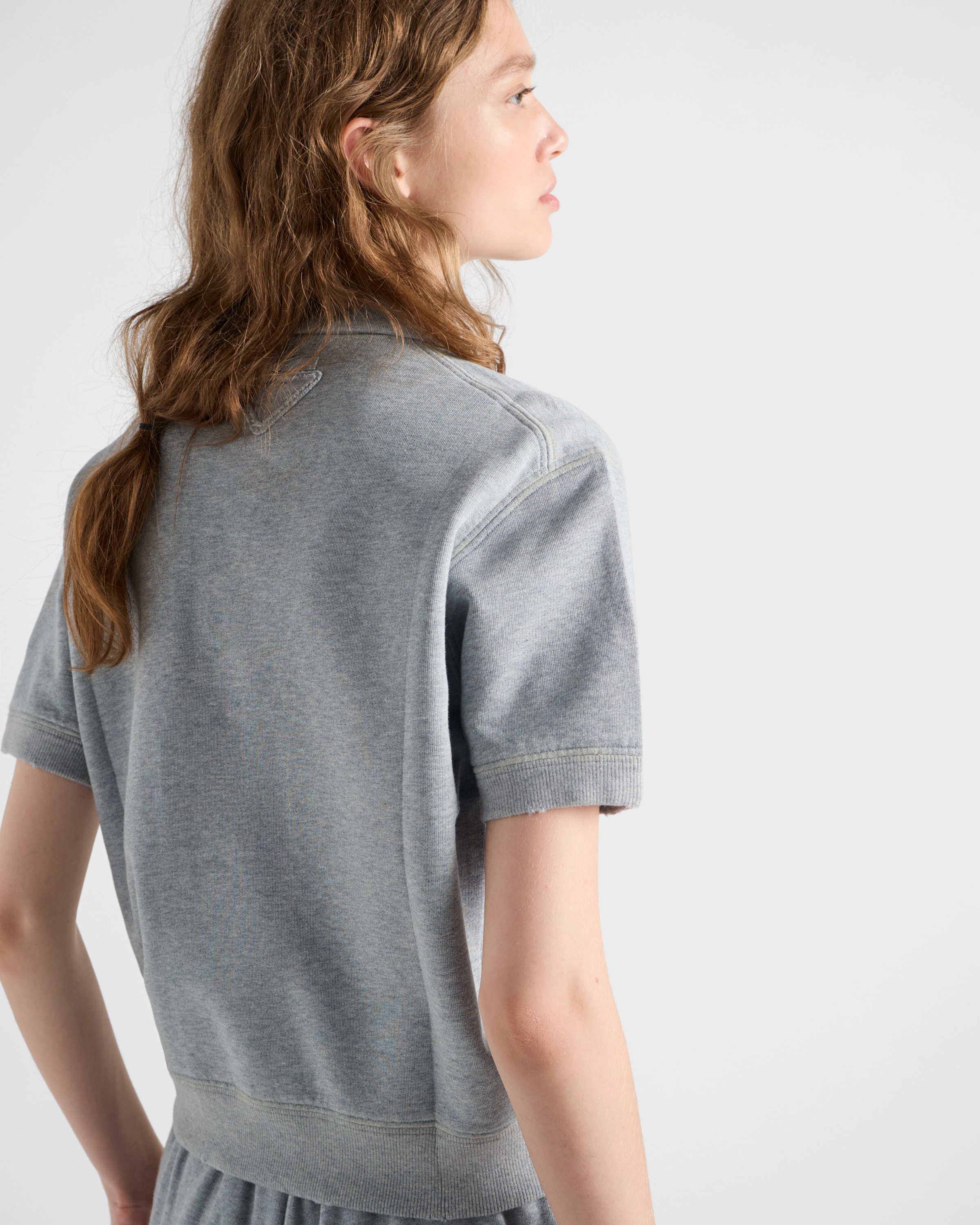 Grey Cotton fleece polo shirt | PRADA