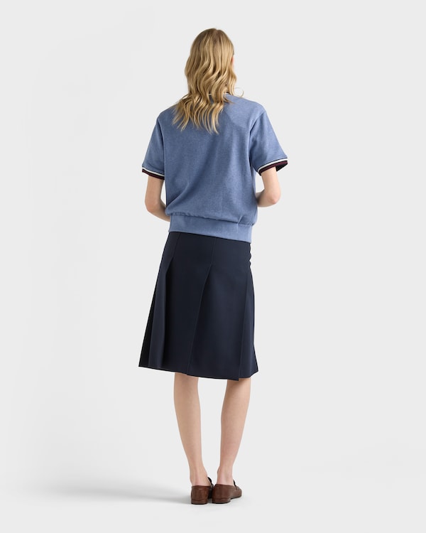 Cotton fleece V-neck sweatshirt - Aviation Melange Cotton fleece V-neck sweatshirt - Aviation Melange