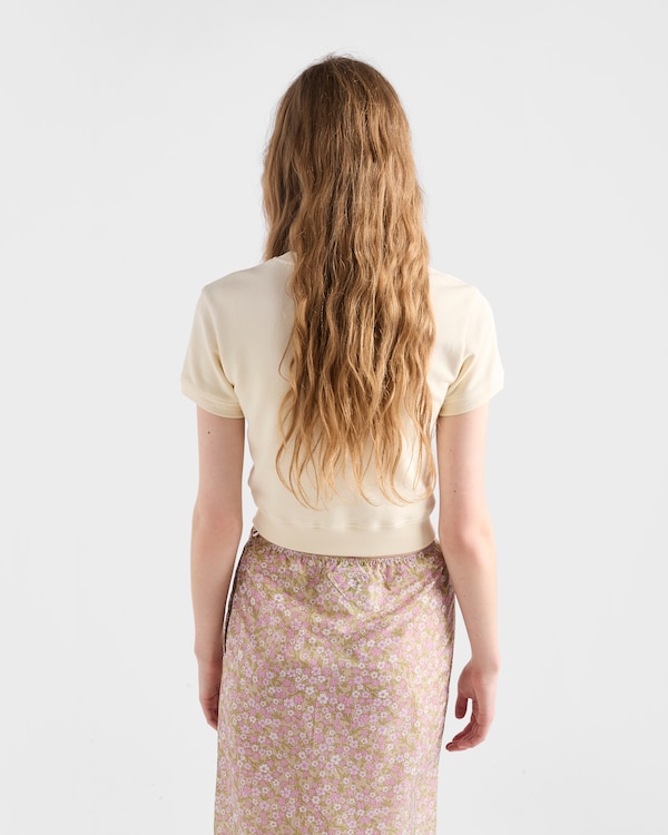 Camiseta de felpa de algodón con cuello redondo - Amarillo Camiseta de felpa de algodón con cuello redondo - Amarillo