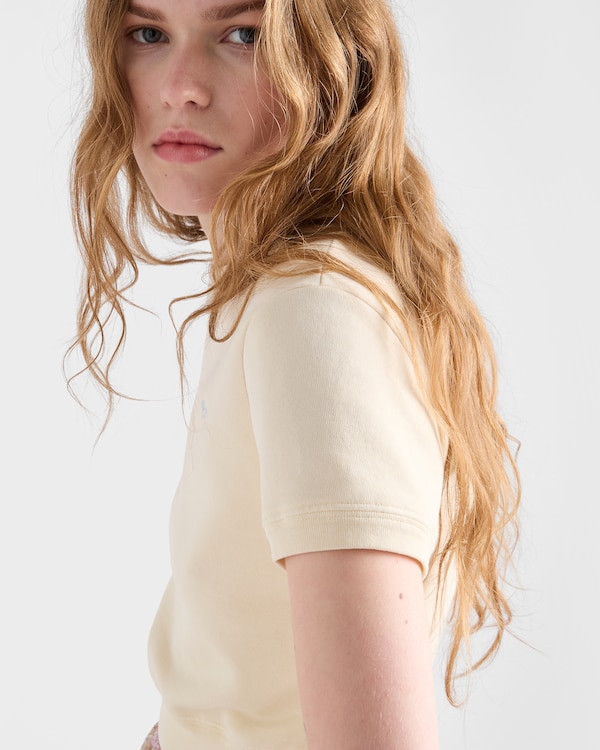 Camiseta de felpa de algodón con cuello redondo - Amarillo Camiseta de felpa de algodón con cuello redondo - Amarillo