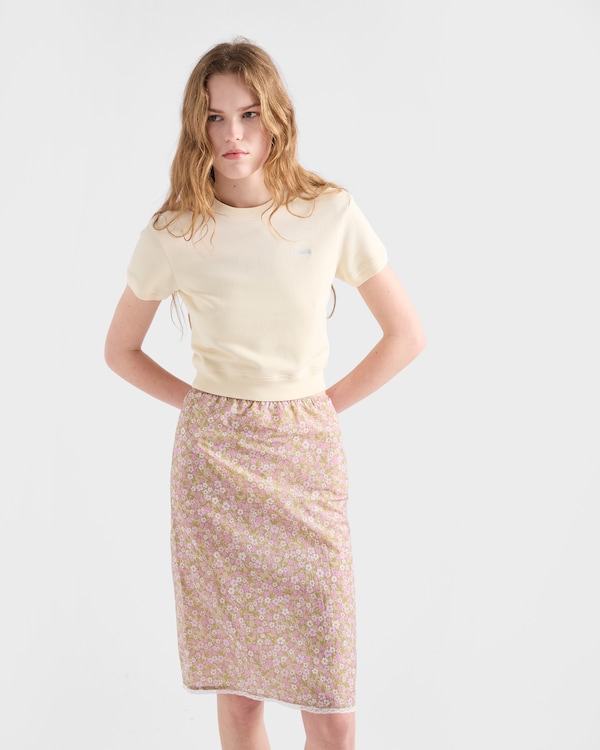 Camiseta de felpa de algodón con cuello redondo - Amarillo Camiseta de felpa de algodón con cuello redondo - Amarillo