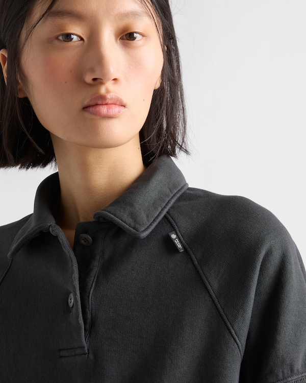 Cotton fleece polo shirt - Asphalt Gray Cotton fleece polo shirt - Asphalt Gray