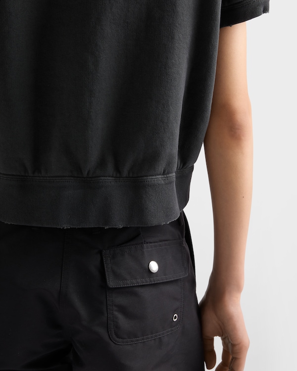 Cotton fleece polo shirt - Asphalt Gray Cotton fleece polo shirt - Asphalt Gray
