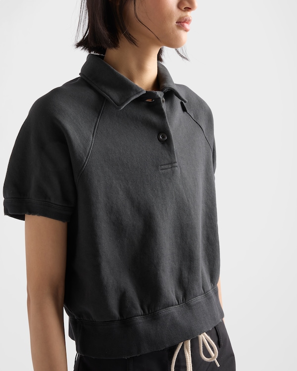 Cotton fleece polo shirt - Asphalt Gray Cotton fleece polo shirt - Asphalt Gray