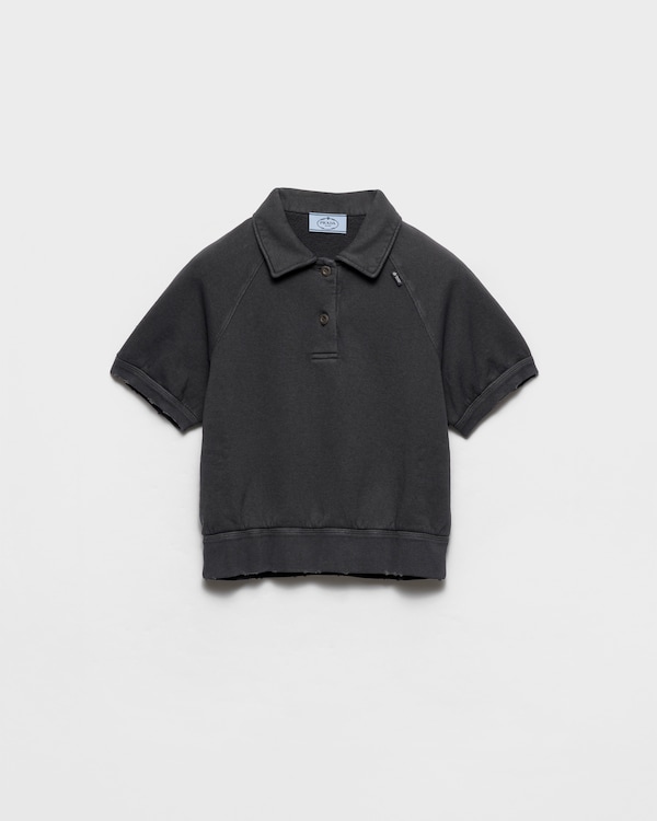 Cotton fleece polo shirt - Asphalt Gray Cotton fleece polo shirt - Asphalt Gray