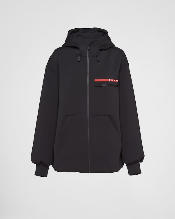 Black/Black Cropped fleece and recycled technical fabric