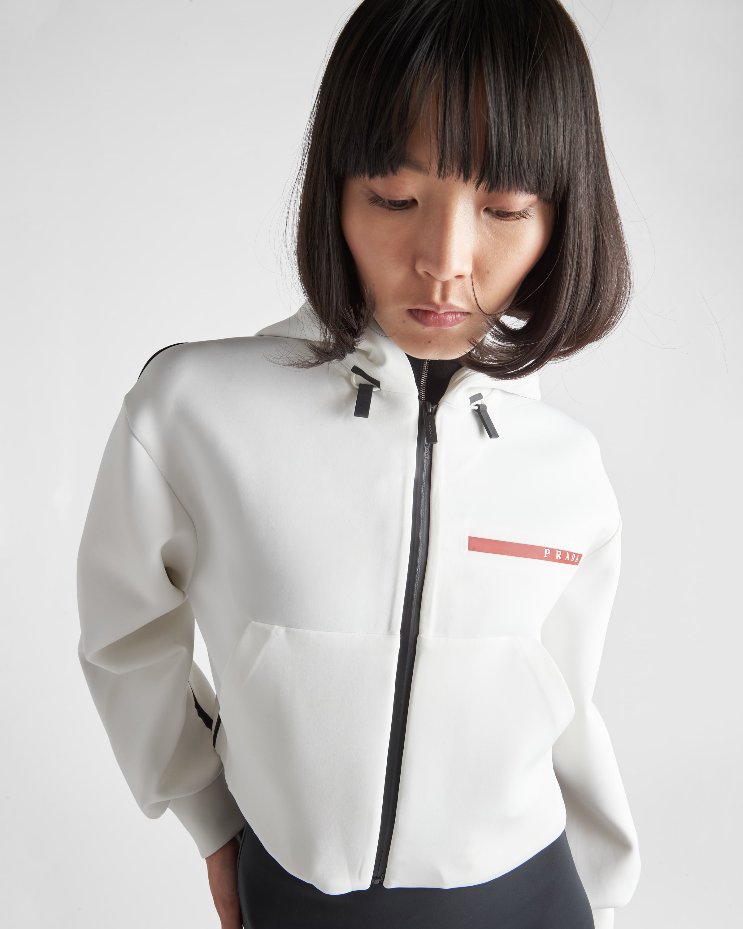 White Recycled Double Jersey Sweatshirt | PRADA