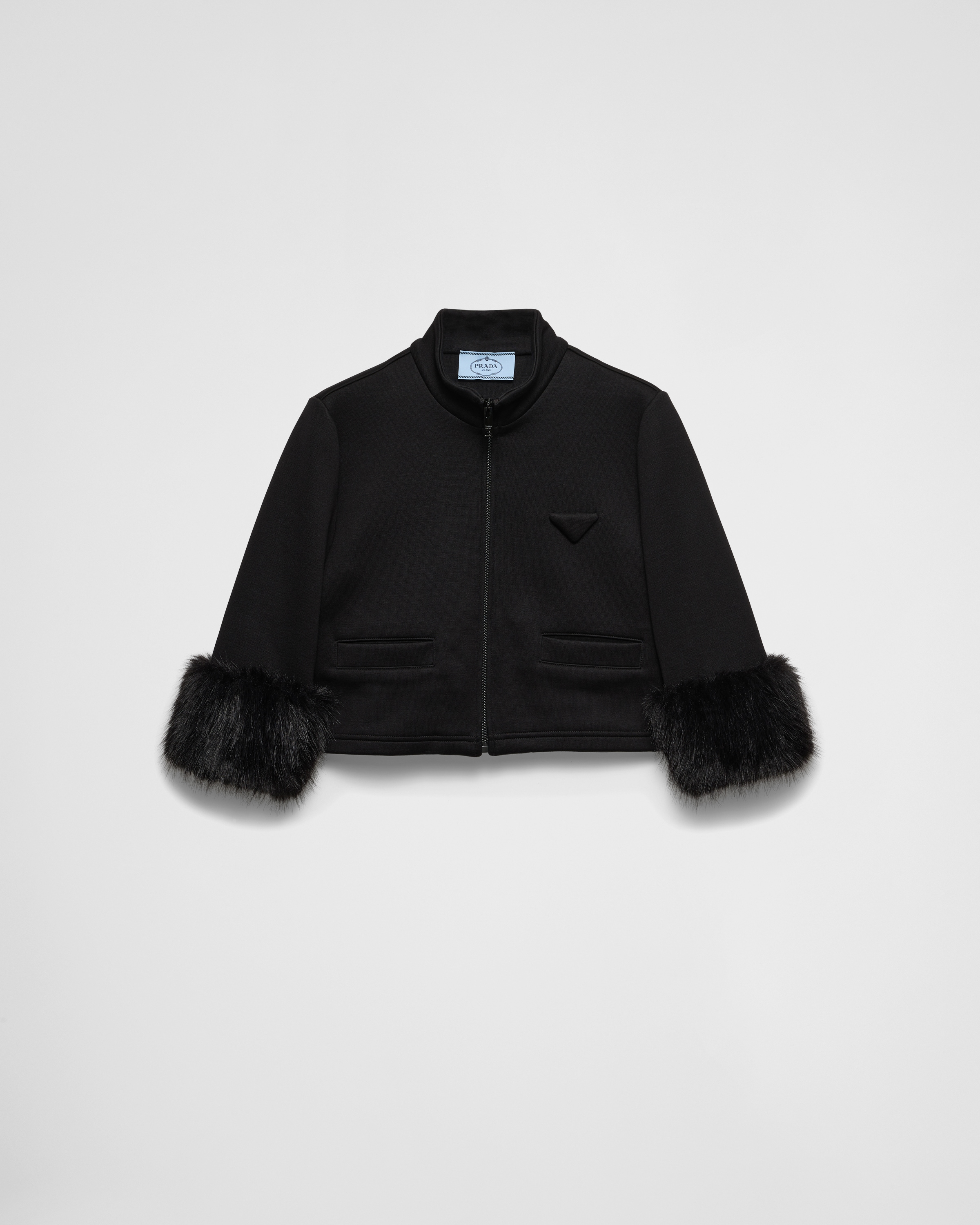 ブラック フリース クロップドブルゾン | PRADA