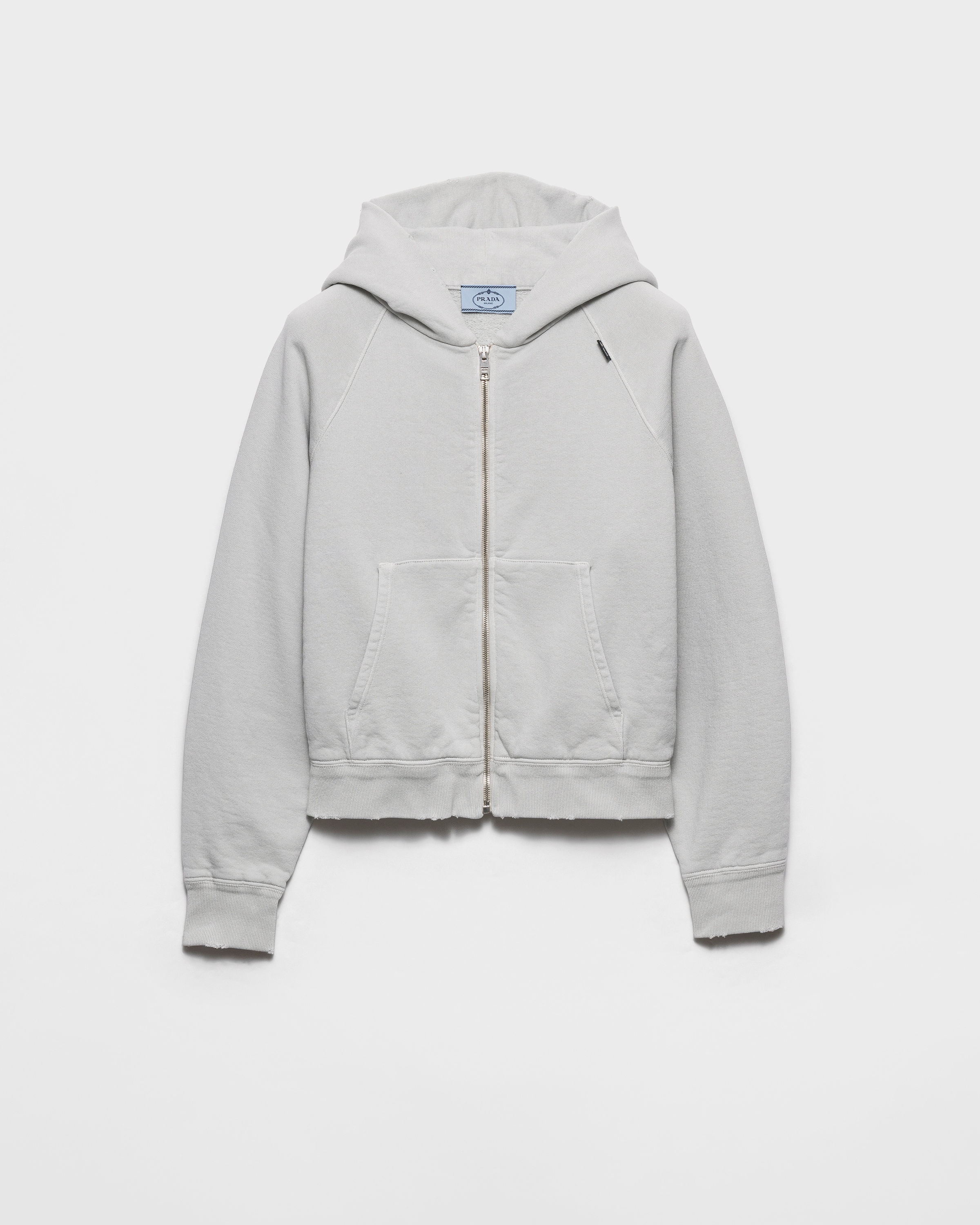 Marble Gray Cotton Hoodie Jacket | PRADA - United States