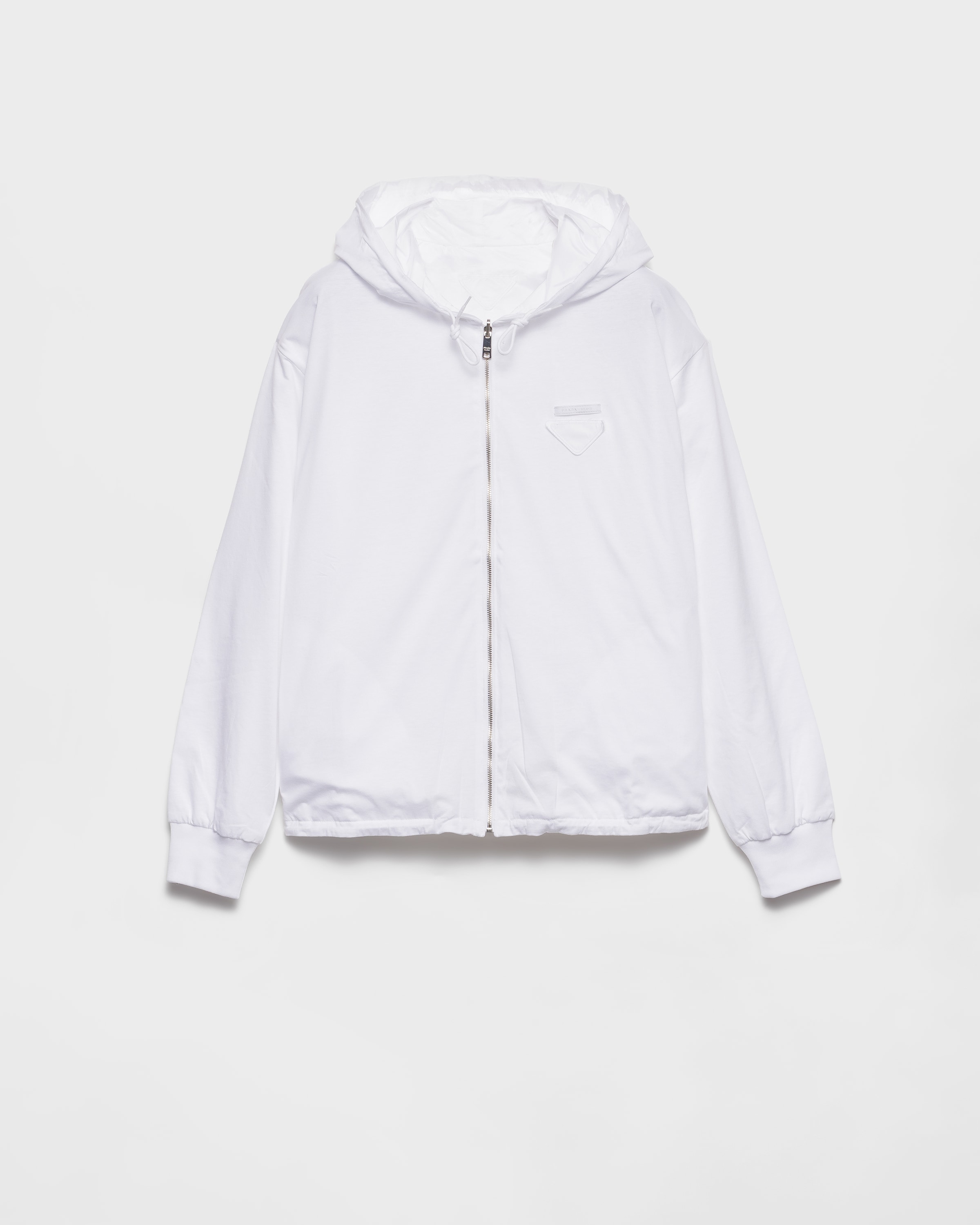 Prada Reversible Jersey Hoodie, Woman, White, Size L
