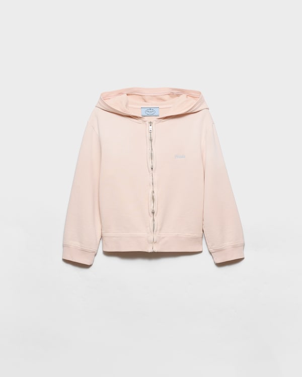 Chaqueta de felpa de algodón con capucha y cierre de cremallera - Rosa Chaqueta de felpa de algodón con capucha y cierre de cremallera - Rosa