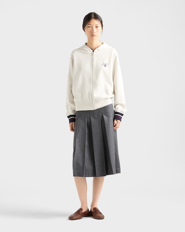 هودي من صوف قطني ناعم بسحّاب - أبيض طباشيري هودي من صوف قطني ناعم بسحّاب - أبيض طباشيري