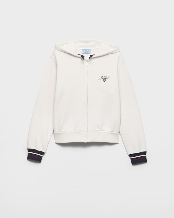 هودي من صوف قطني ناعم بسحّاب - أبيض طباشيري هودي من صوف قطني ناعم بسحّاب - أبيض طباشيري