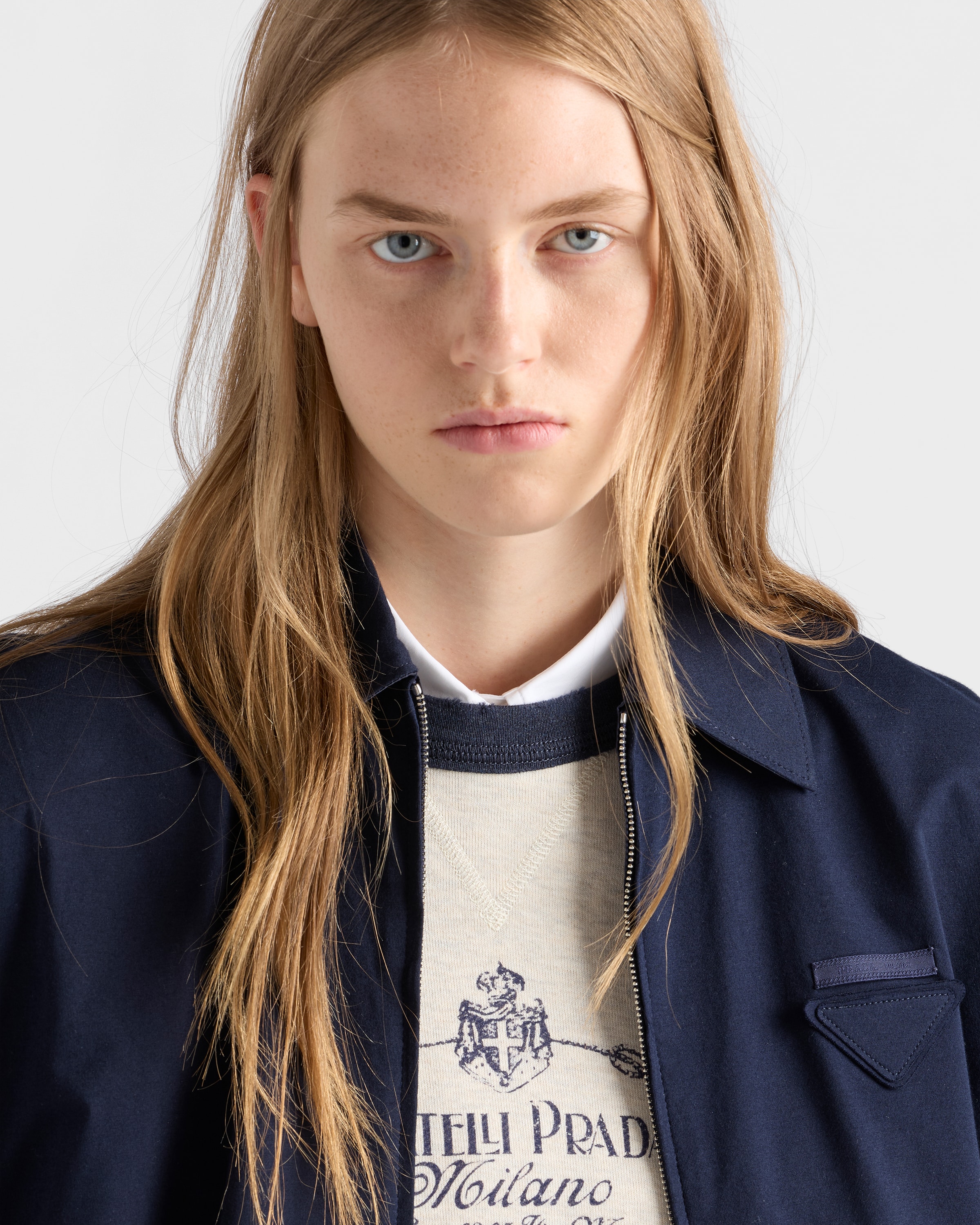 Navy Reversible Jersey Blouson Jacket | PRADA - Canada