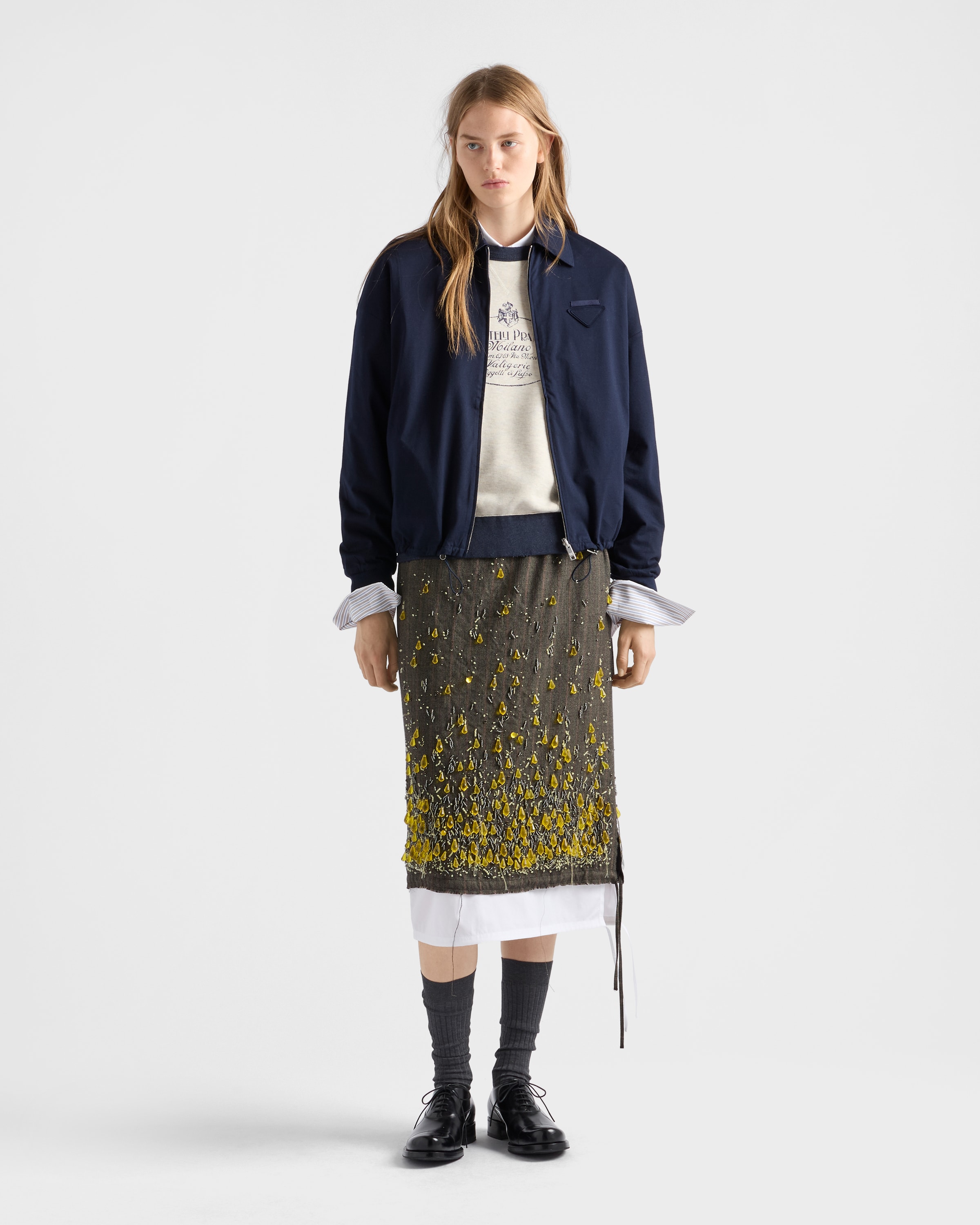 Navy Reversible Jersey Blouson Jacket | PRADA - United States