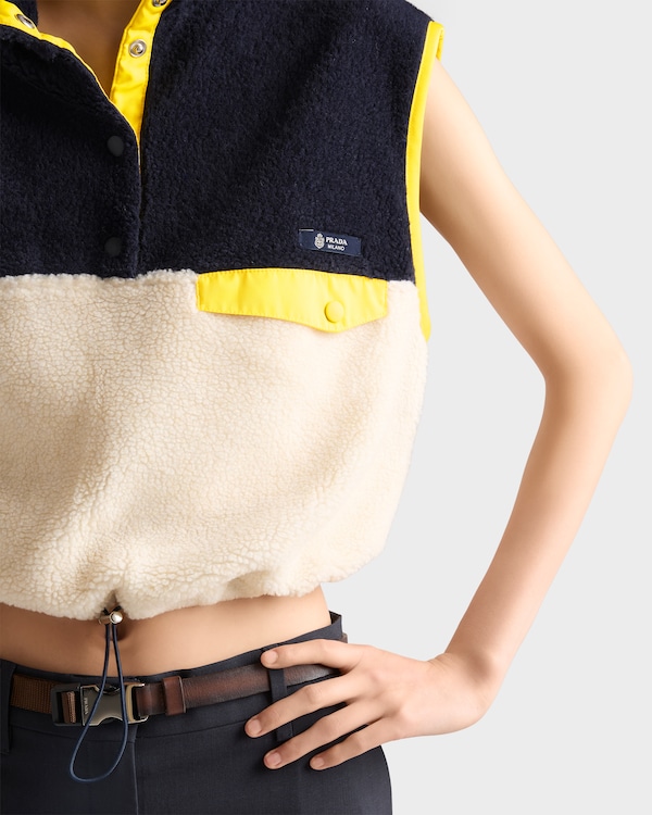 Pile turtleneck blouson vest - Navy/Limestone/Yellow Pile turtleneck blouson vest - Navy/Limestone/Yellow