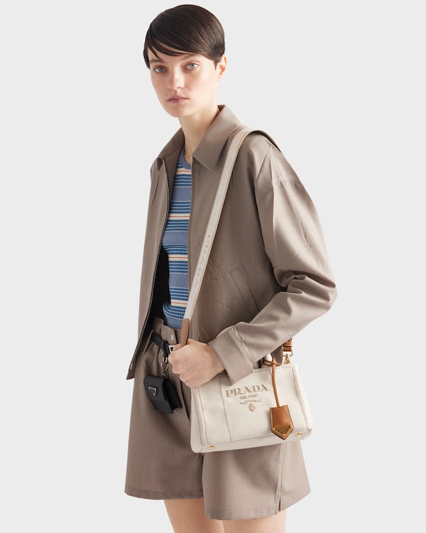 Mini sac à main Prada Jardinière en lin mélangé Mini sac à main Prada Jardinière en lin mélangé