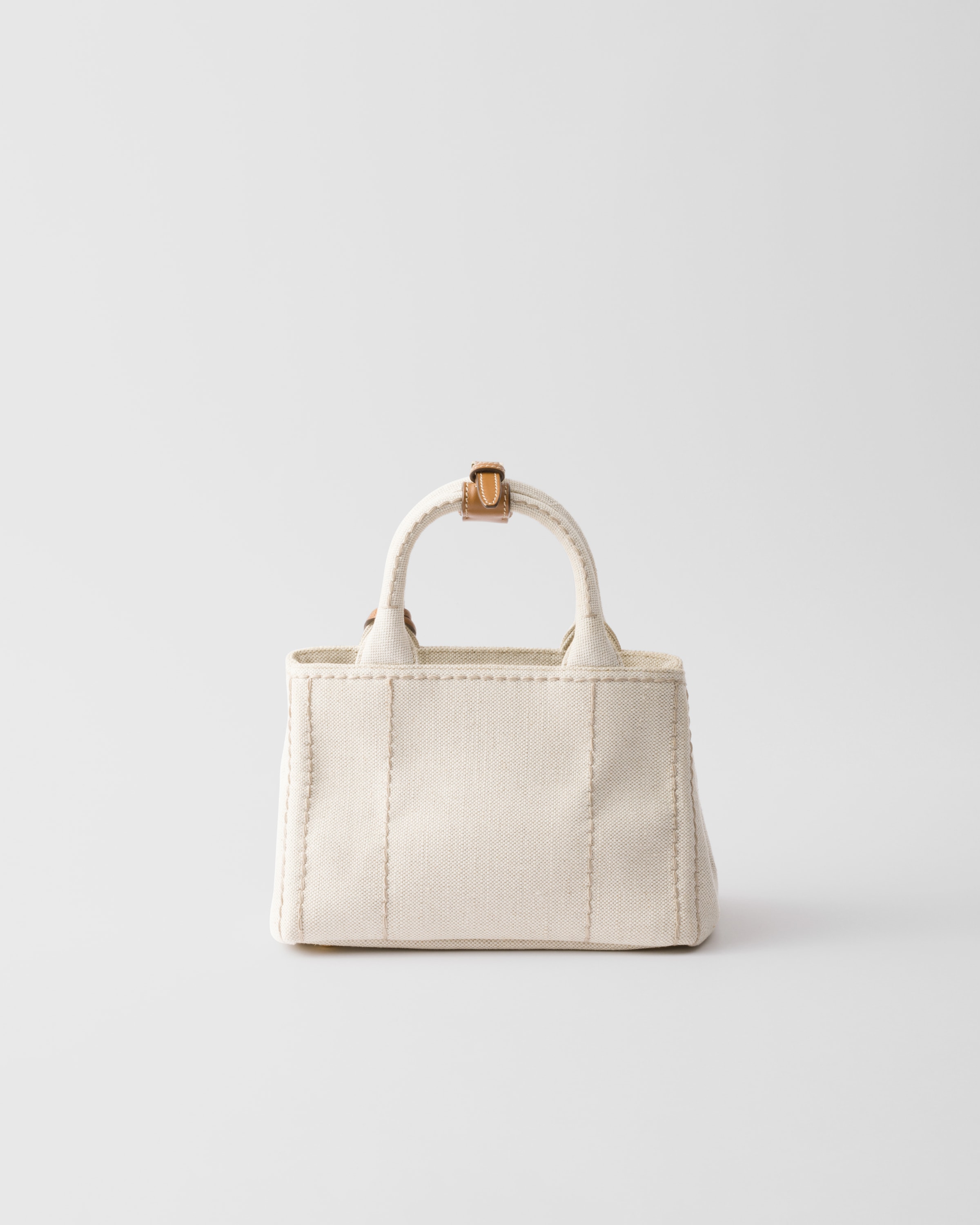 Shop Prada Linen Blend Mini Handbag In Natur