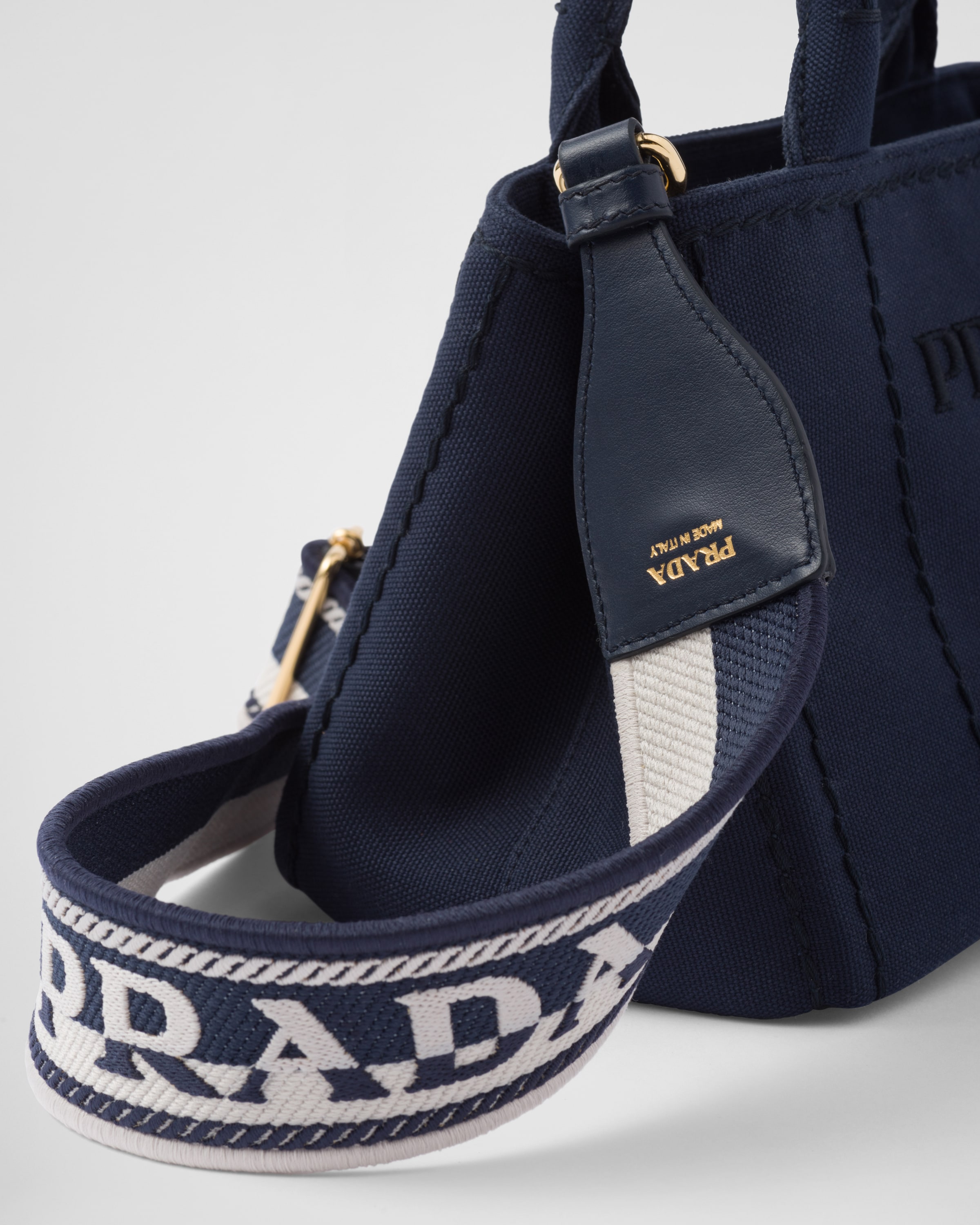 ネイビー コットンキャンバス ミニハンドバッグ | PRADA