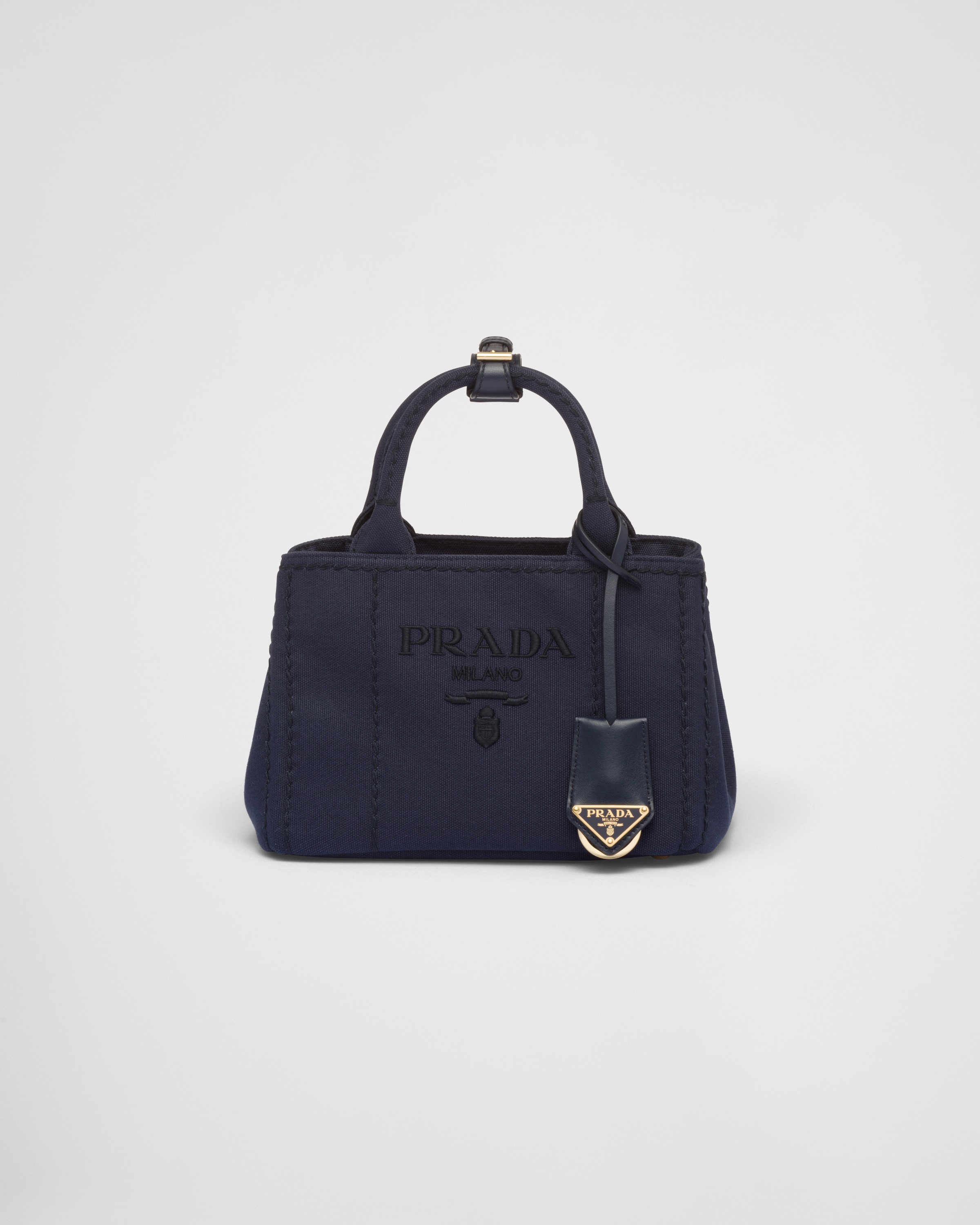 ネイビー コットンキャンバス ミニハンドバッグ | PRADA