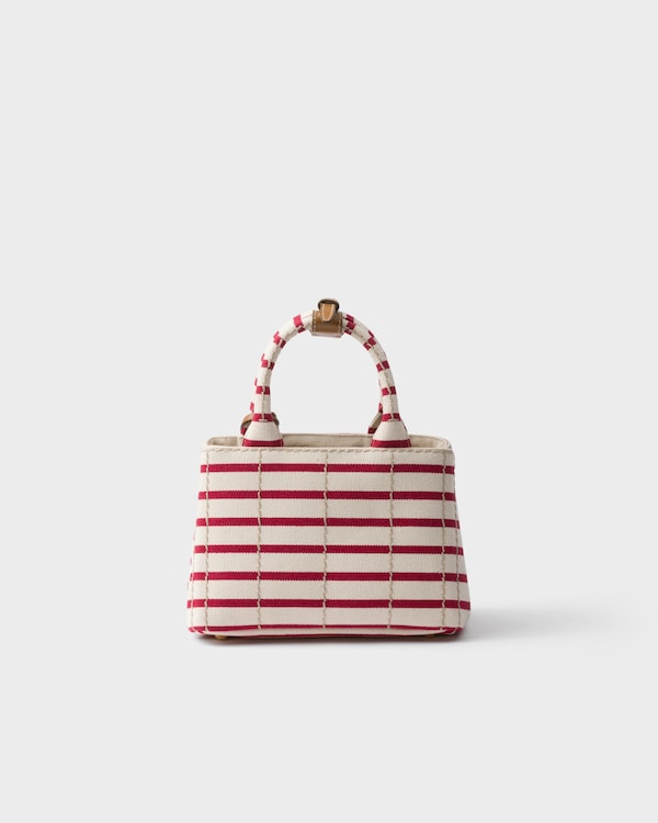 Prada Jardinière mini striped cotton canvas bag - Pomegranate Yellow/Red Prada Jardinière mini striped cotton canvas bag - Pomegranate Yellow/Red