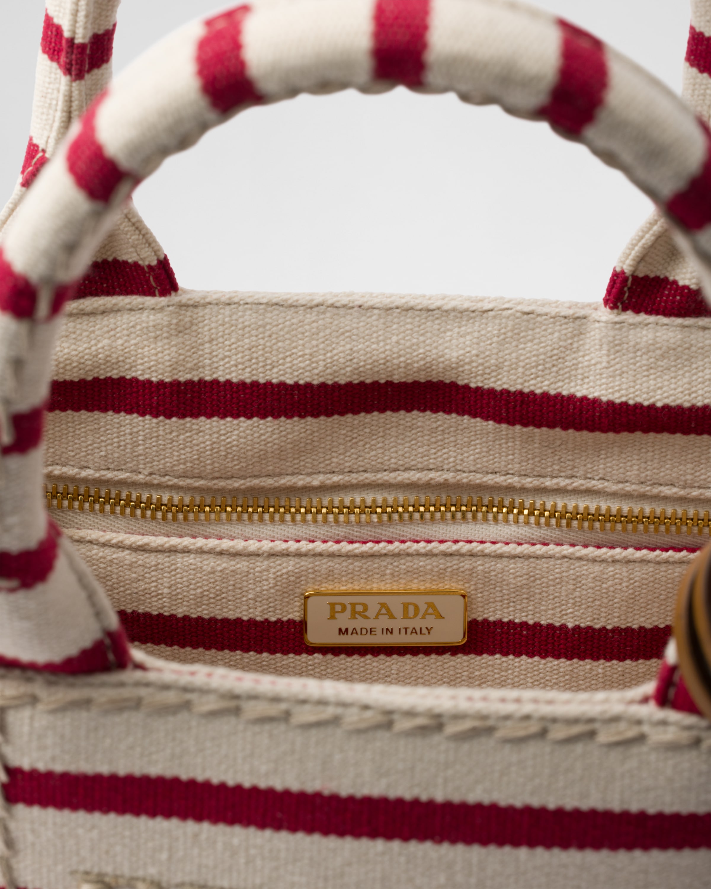 Mini Bag aus gestreiftem Baumwoll-Canvas