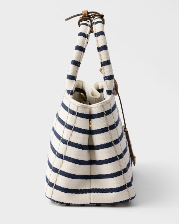 Prada Jardinière mini striped cotton canvas bag - Ivory/Blue Prada Jardinière mini striped cotton canvas bag - Ivory/Blue