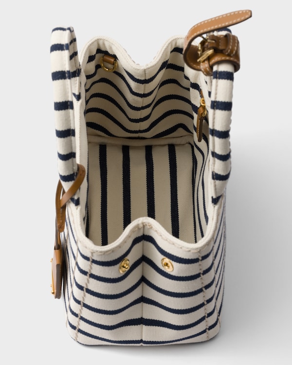 Prada Jardinière mini striped cotton canvas bag - Ivory/Blue Prada Jardinière mini striped cotton canvas bag - Ivory/Blue