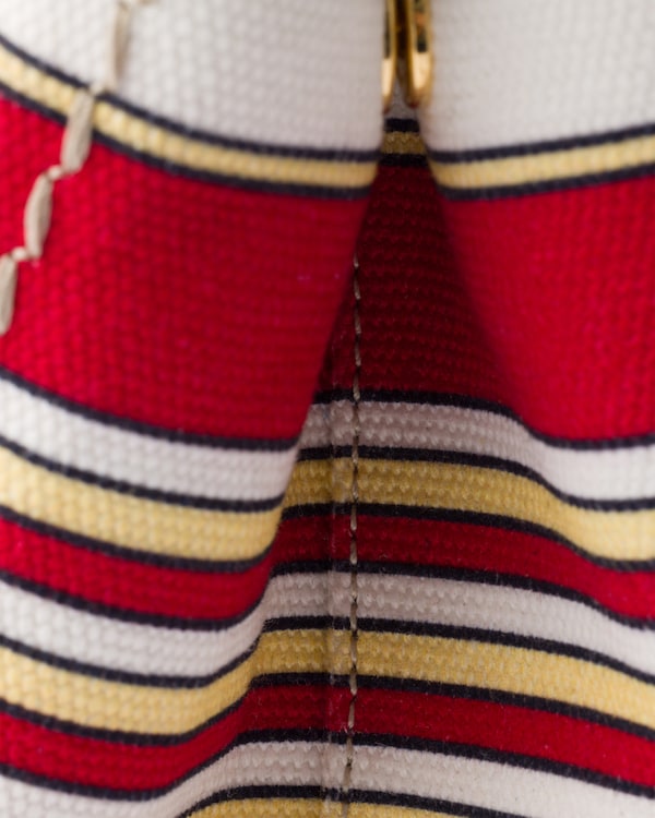 プラダ ジャルディニエール ストライプ コットンキャンバス ミニバッグ - レッド/イエロー プラダ ジャルディニエール ストライプ コットンキャンバス ミニバッグ - レッド/イエロー