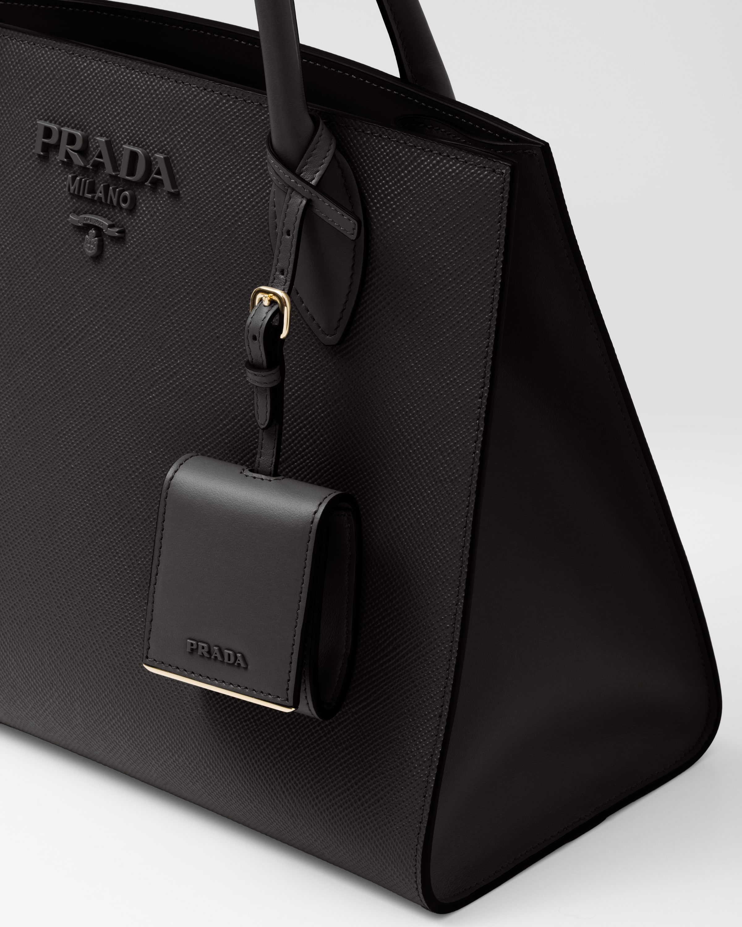 Black Prada Monochrome Medium Saffiano Bag