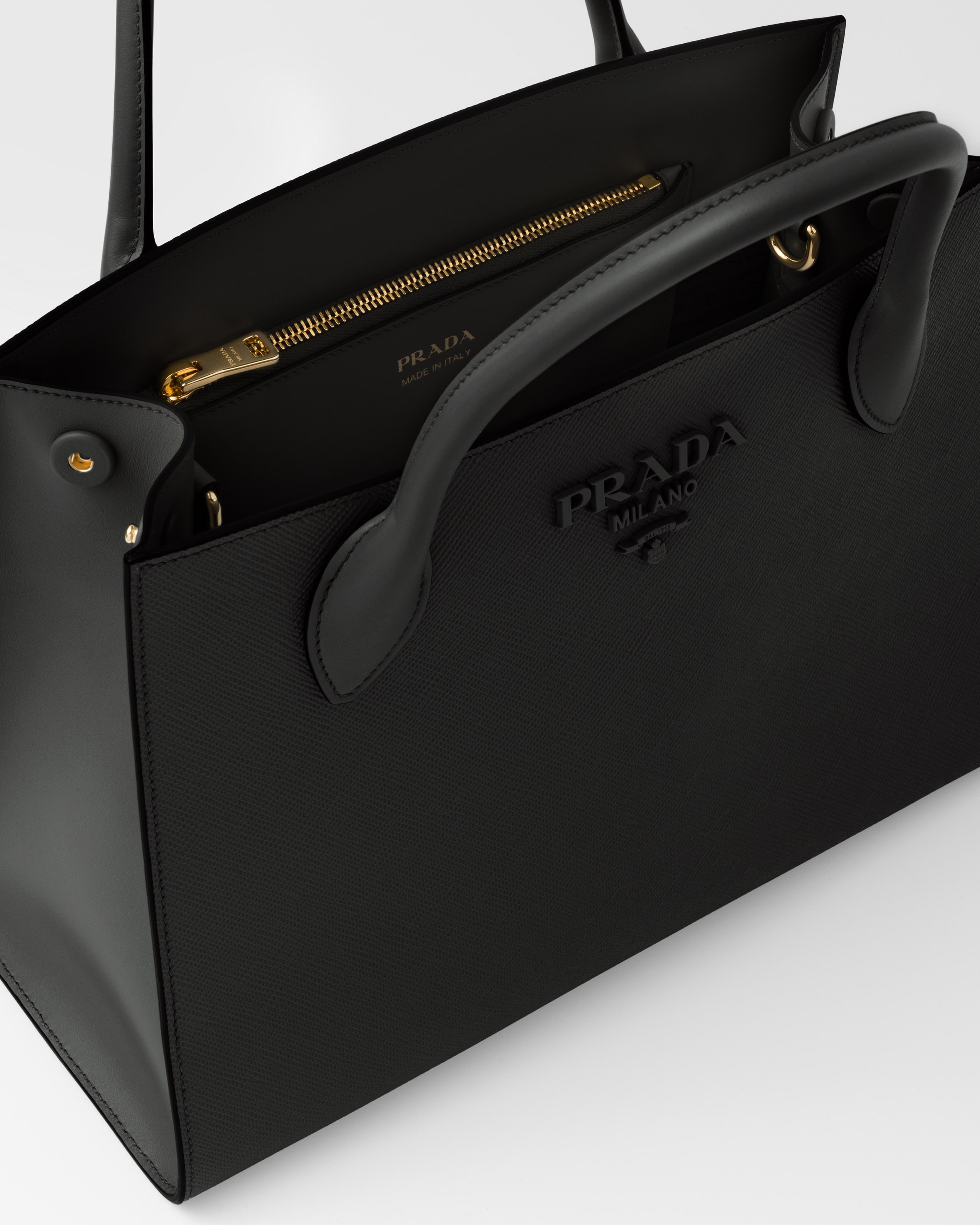 Black Prada Monochrome Medium Saffiano Bag PRADA