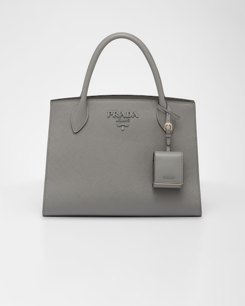 Slate Gray Prada Monochrome medium Saffiano bag | Prada
