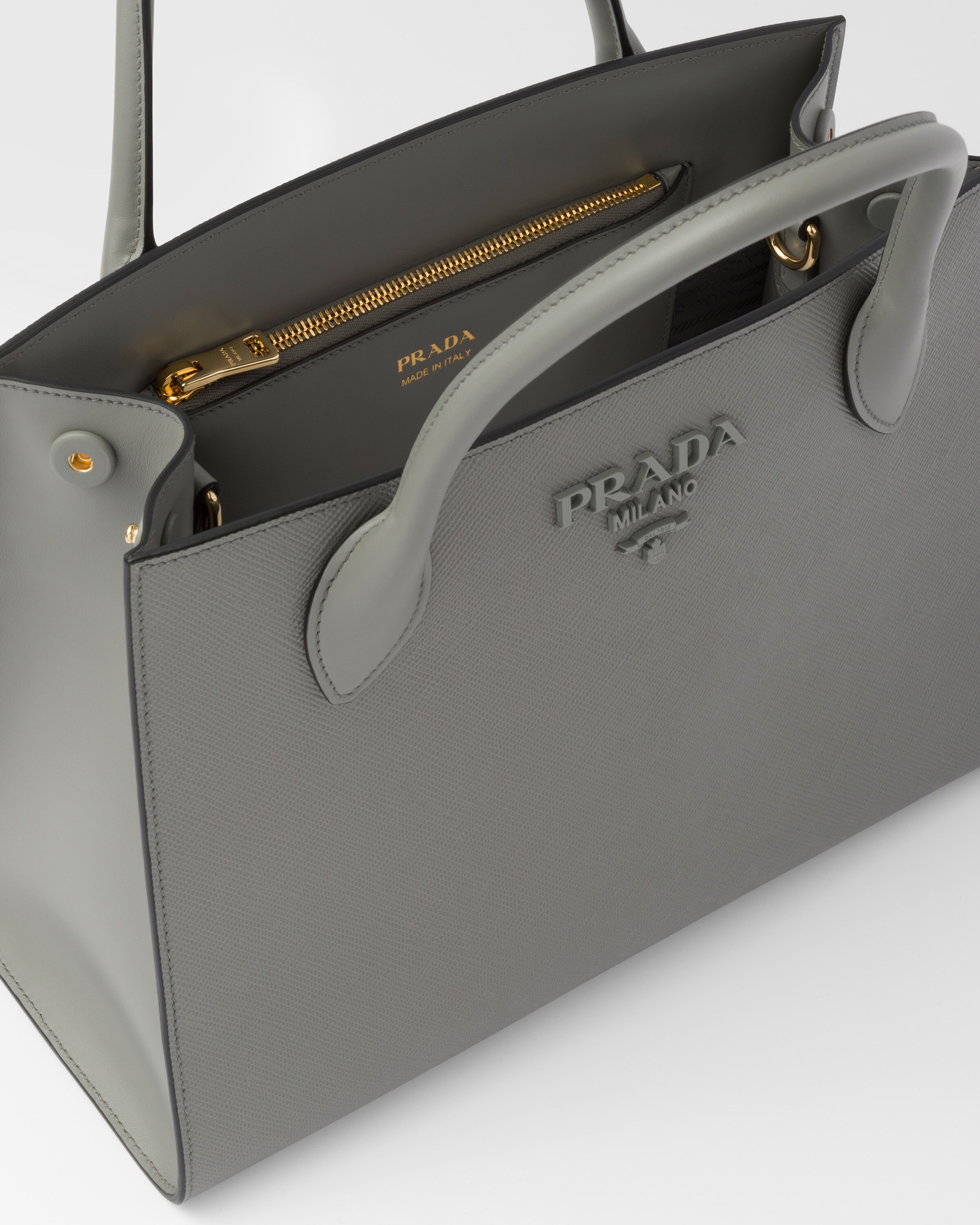 Slate Gray Prada Monochrome Medium Saffiano Bag