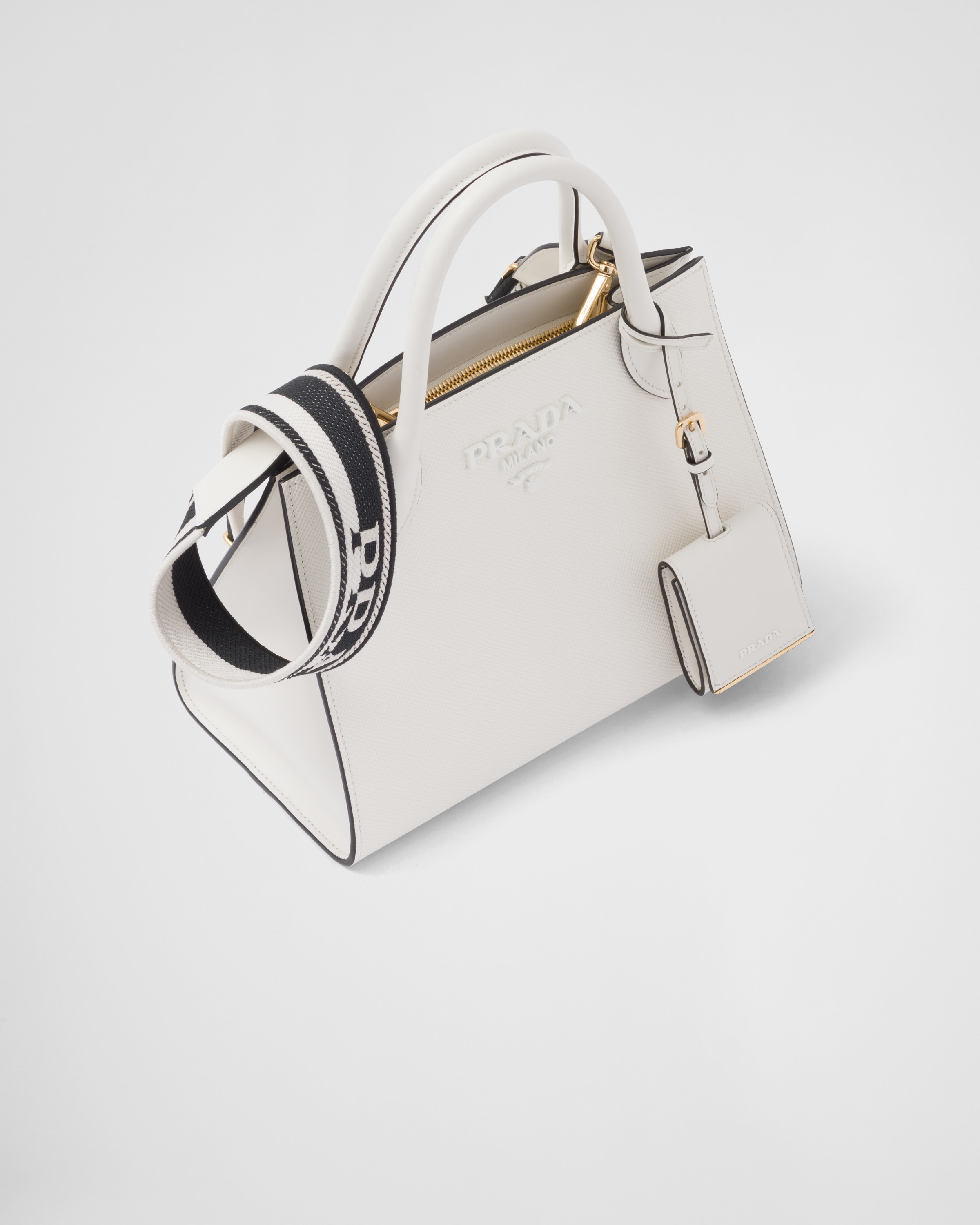 White Prada Monochrome Small Saffiano Bag PRADA