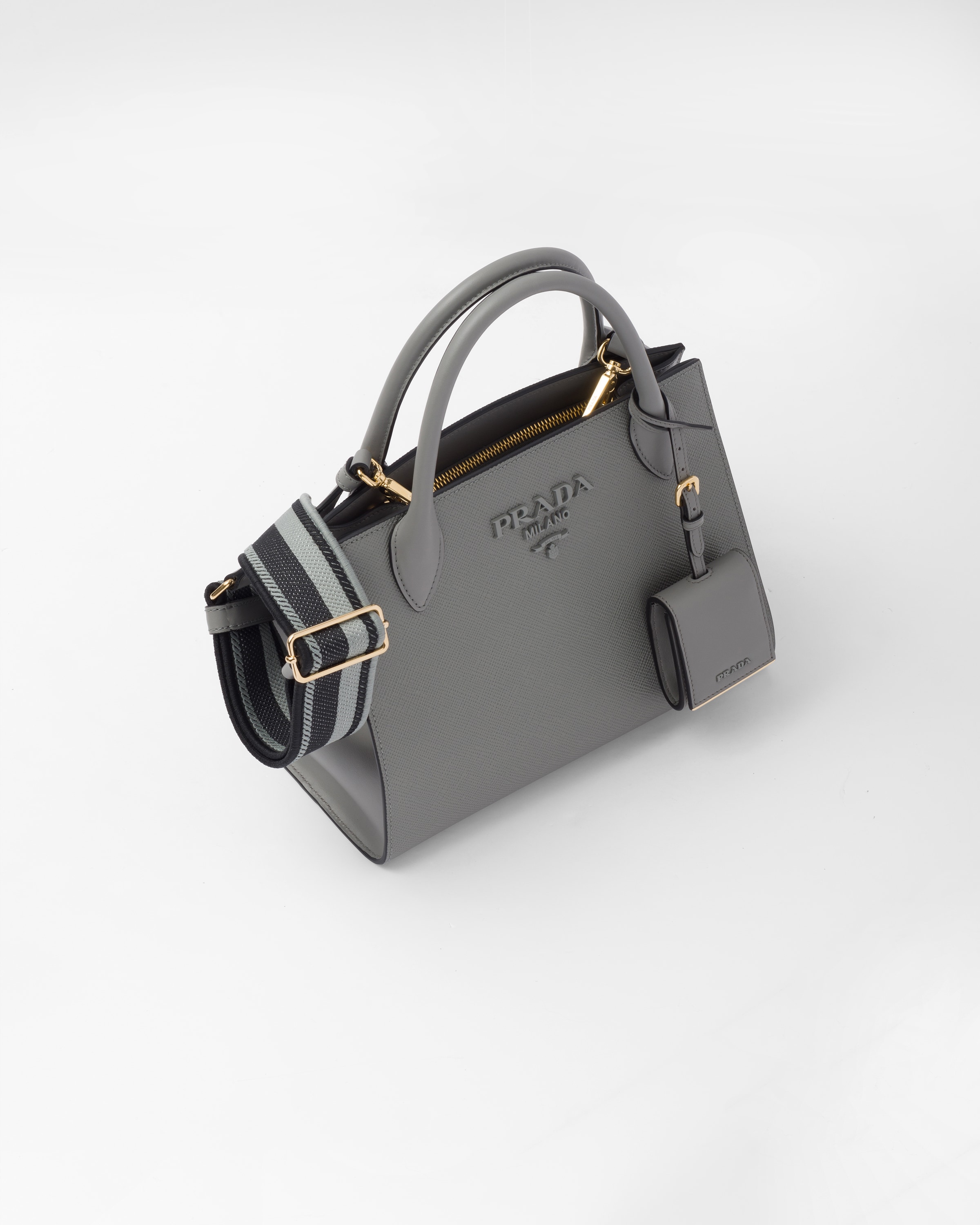 Slate Gray Prada Monochrome Small Saffiano Bag