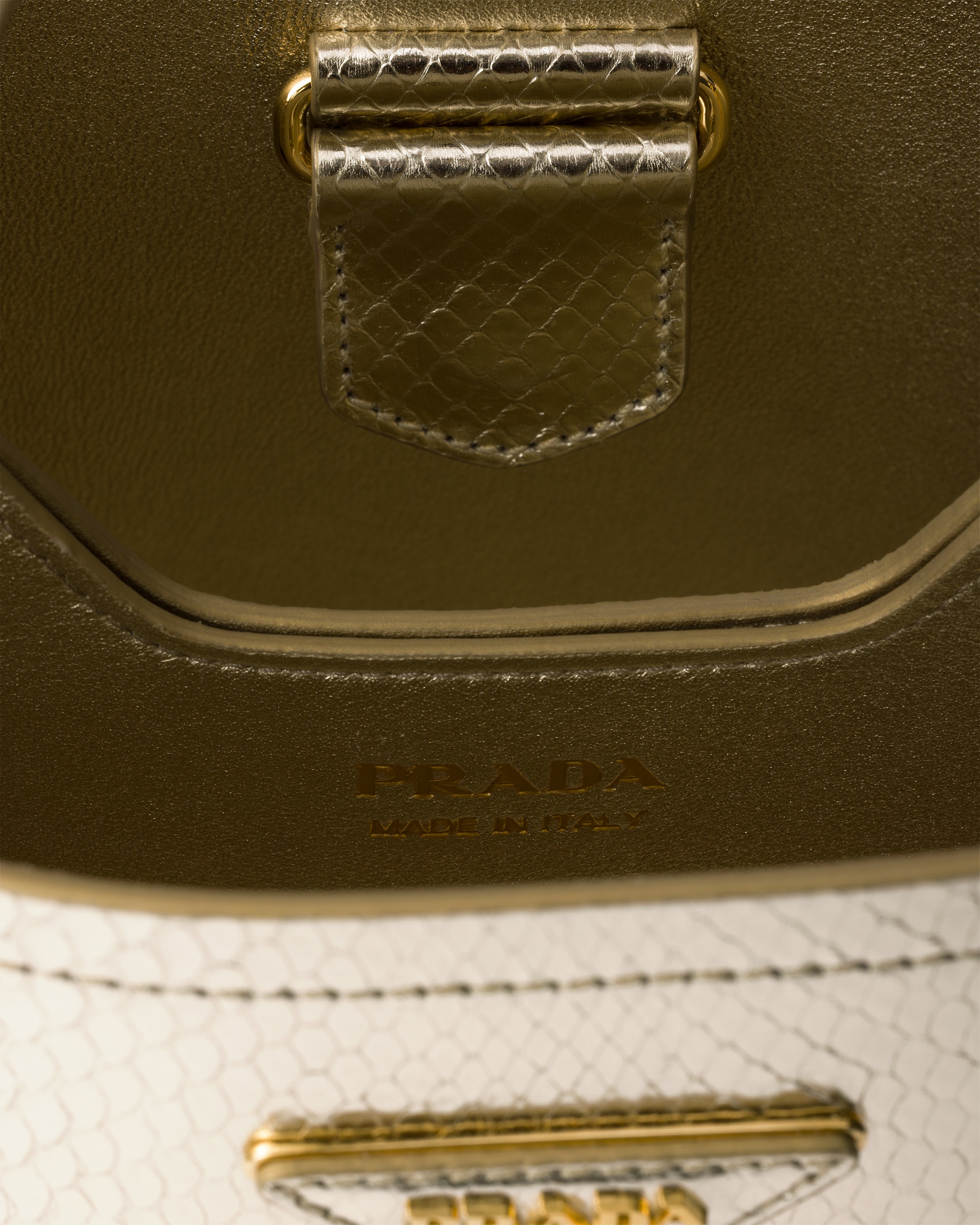 حقيبة Prada Panier صغيرة من جلد البايثون