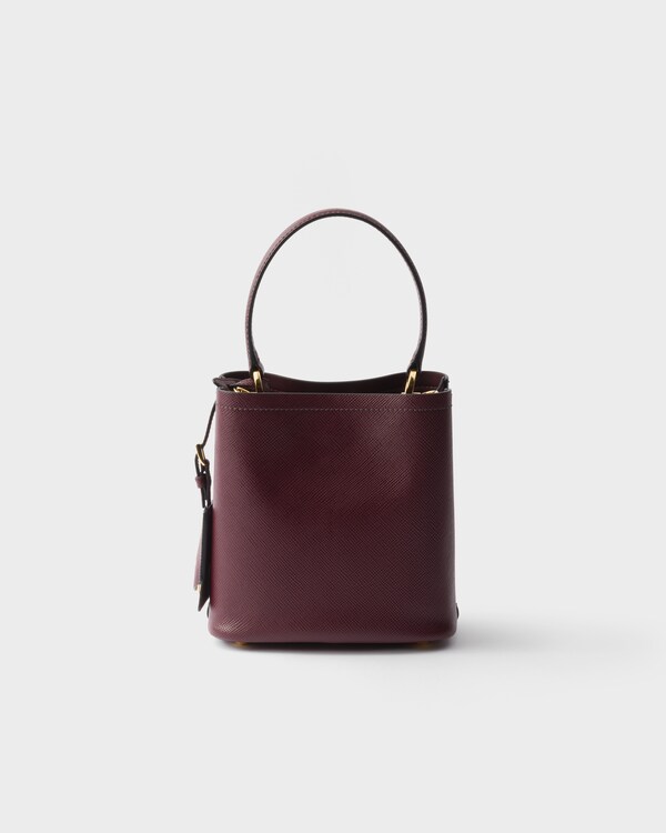حقيبة Prada Panier صغيرة من جلد سافيانو - خمري اللون حقيبة Prada Panier صغيرة من جلد سافيانو - خمري اللون